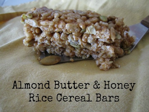 almond butter and honey rice cereal bars