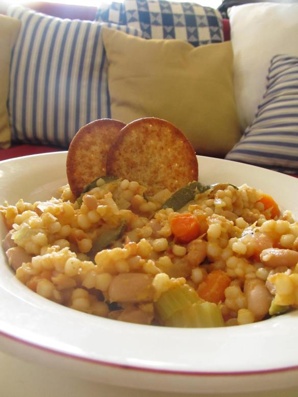 vegetable white bean soup with israeli couscous - photo credit: me