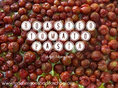 teacher cooks roasted tomatoes pasta